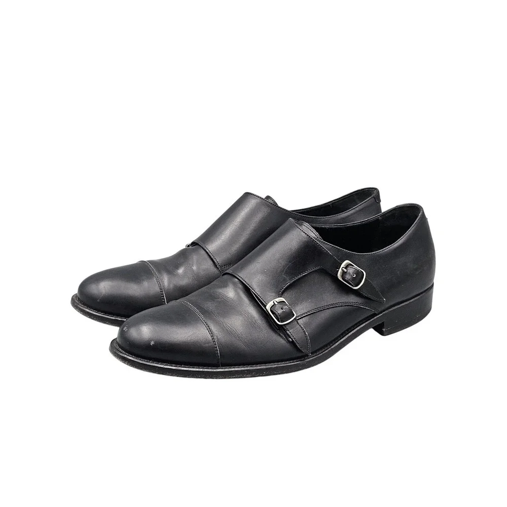 Quercioli Firenze Men's Size 9 Black Italian Leather Monkstrap Dress‎ Shoes READ